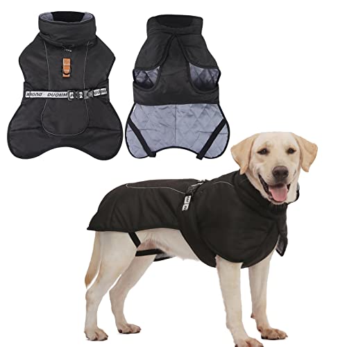 Tineer Hundejacke Weste für große, mittelgroße und kleine Hunde,Warmer Hunde-Wintermantel, reflektierende, Winddichte Welpen-Outdoor-Bekleidung mit D-Ring für kaltes Wetter (2XL, Schwarz) von Tineer