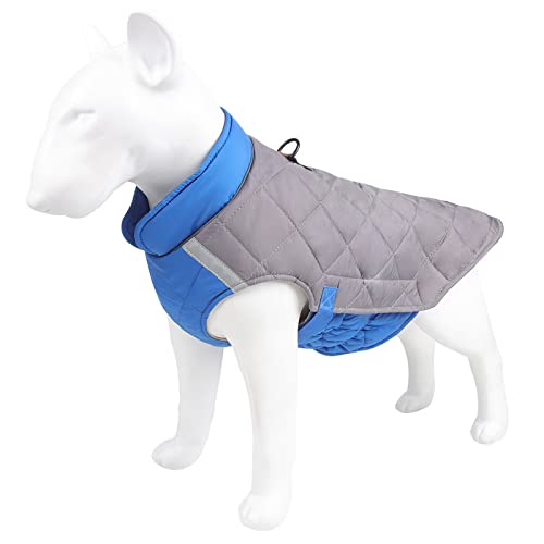 Tineer Reflektierende Hundeweste Baumwollmantel Winter-Hundebekleidung für kleine mittelgroße Hunde Warme Jacke für den kalten Winter (4XL, Grau Blau) von Tineer