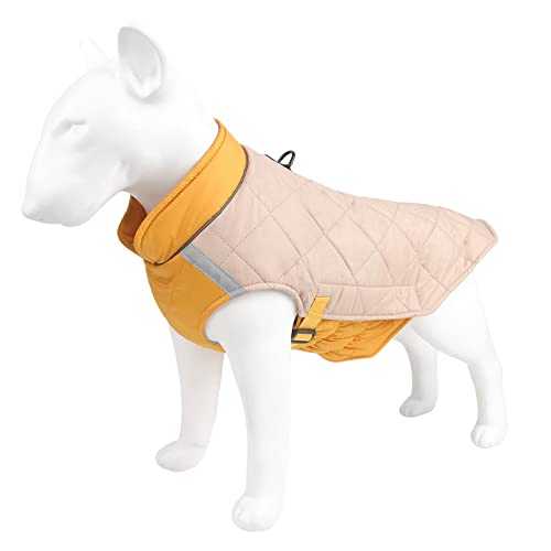 Tineer Reflektierende Hundeweste Baumwollmantel Winter-Hundebekleidung für kleine mittelgroße Hunde Warme Jacke für den kalten Winter (M, Gelb) von Tineer
