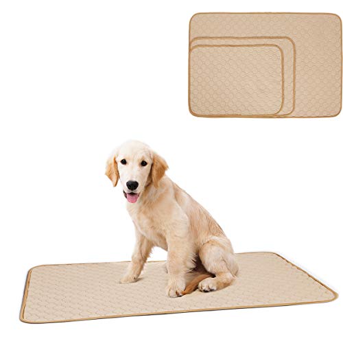Tineer waschbare Welpen Training Pad Pet Mat Anti-Rutsch-Wiederverwendbare Hund Pee Pad Decke für Hund/Katze/Kaninchen (S, Beige) von Tineer
