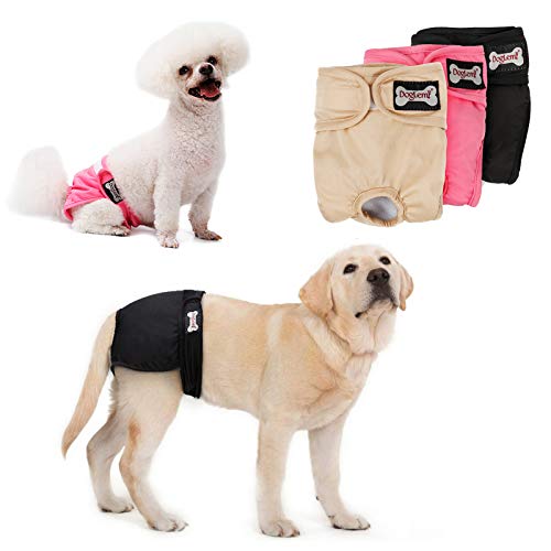 Tineer waschbare weibliche Windeln Wiederverwendbare Welpen auslaufsichere physiologische Windeln Hose für weibliche Hunde (3-Pack) (M) von Tineer