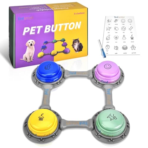 Tinfsmart Dog Button Talk Kit, 8 Pack Pet Talking Button Set, Speaking Button for Dogs and Cats, 30s Voice Recordable Pet Training Buzzer (Style-a [4packs]) von Tinfsmart