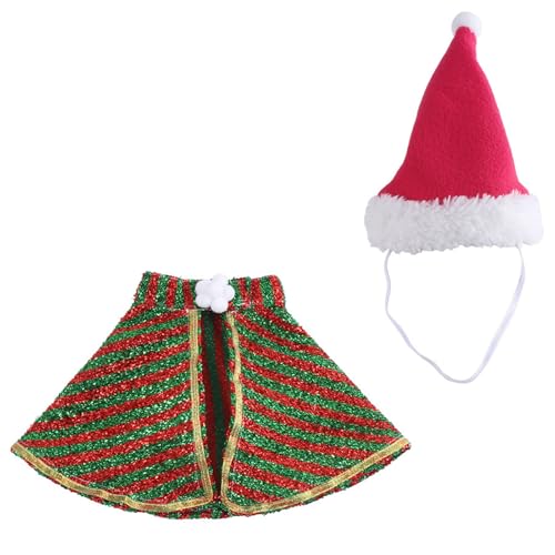 TingHaoO Haustierkostüm, Umhang und Weihnachtsmannmütze, Hund, Weihnachten, Party, Katzen, Kostüm, gestreifter Umhang, Hut für kleine Katzen, Hunde, Cosplay-Outfit TingHaoO Haustierkostüm, Umhang und Weihnachtsmannmütze, Hund, Weihnachten, Party, Katzen, Kostüm, gestreifter Umhang, Hut für kleine Katzen, Hunde, Cosplay-Outfit von TingHaoO