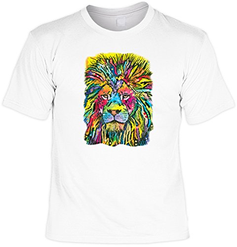 Buntes Löwen Motiv Löwenshirt Wildkatze König : Lion Good - bedrucktes T-Shirt Löwe Gr: 4XL von Tini - Shirts