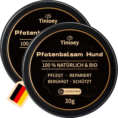 Tinioey Pfotenbalsam Hund 30g x 2 - heilt, repariert und regeneriert trockene, rissige & beschädigte Pfoten, Pfotenpflege Pfotenschutz Hund, Hundepfoten Balsam, Hundezubehör, Hunde Geschenke von Tinioey