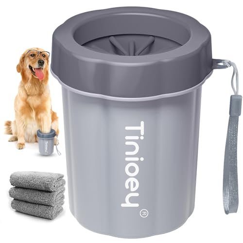 Tinioey Pfotenreiniger für Hunde | Inkl.3 Hundehandtücher | Hundepfoten Reiniger Pfotenreiniger | Hundezubehör für Mittlere Hunde | Dog brush | Größe M von Tinioey