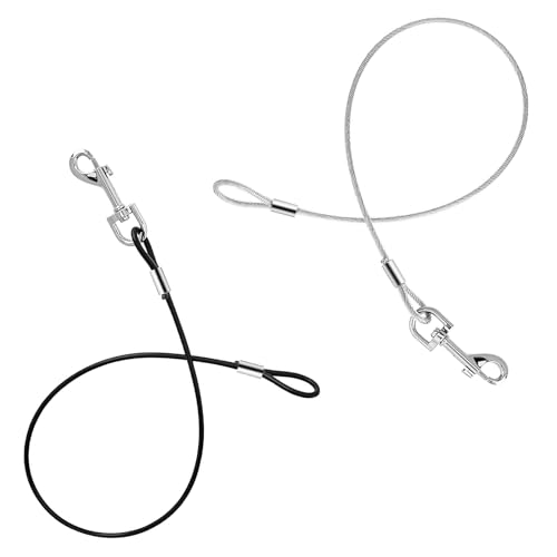 2er-Pack Hundeleinen-Verlängerungsseile, Metall-Hundeleine, Haustier-Hundeleine, Robuste Hundeleine, Training, Geeignet für Kleine Bis Mittelgroße Hunde – Transparent, Schwarz von Tinkber
