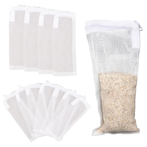 10 Stück Filtermedienbeutel für Aquarien, 8 x 20 cm 100 Mikron Extrafeine Maschenfilterbeutel mit Reißverschluss für Aquarien Harz Aktivkohle von Tinoaly