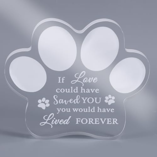 Tinoaly Gedenkornament Haustiere aus Kristall, 11 x 9,5 cm Gedenkornament für Haustiere Geschenke zum Verlust Eines Hundes Oder Einer Katze Andenken für Hunde und Katzen Beileidsgeschenk (Klaue) von Tinoaly