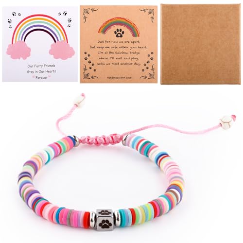 Tinoaly Haustier Gedenkarmband, Beileidsgeschenk zum Verlust Eines Hundes Regenbogenbrücke Buntes Armband aus Polymerton Geschenk für Haustier Katze Oder Pelzigen Freund Verloren Haben Tinoaly Haustier Gedenkarmband, Beileidsgeschenk zum Verlust Eines Hundes Regenbogenbrücke Buntes Armband aus Polymerton Geschenk für Haustier Katze Oder Pelzigen Freund Verloren Haben von Tinoaly