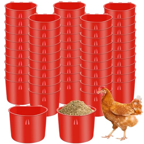 TINSKY 60Pcs Cage Cups Hanging Chicken Feeding Watering Dish Birds Feeders Seed Bowl Gamefowl Supplies Pet Papagei Sittich Gamefowl Geflügel Taube von Tinsky