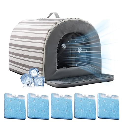 Kühlende Hundehütte - Mit Kühlbox & Außenkühlung Für Katzen | Isoliertes Rutschfestes Gemütliches Zelt Wasserdicht Für Wohnung Und Garten Tierunterkünfte von Tioheam