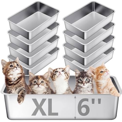 Katzentoilette aus Edelstahl, extra groß, antihaftbeschichtet, mit hohen Seiten, nimmt keinen Geruch auf, rostfrei, leicht zu reinigen, für Katzen und Hunde, 10 Packungen Katzentoilette aus Edelstahl, extra groß, antihaftbeschichtet, mit hohen Seiten, nimmt keinen Geruch auf, rostfrei, leicht zu reinigen, für Katzen und Hunde, 10 Packungen von Tioncy