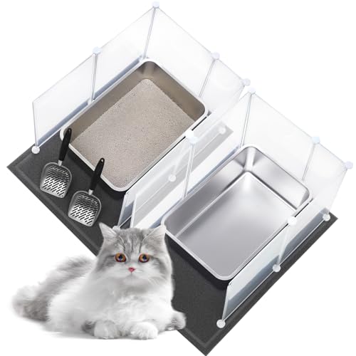 Tioncy 2 x extra große Edelstahl-Katzentoilette, 2 x Katzenstreuschaufel, 2 x Katzenstreu-Matte, 12 Ecken-Spritzschutz, nimmt keinen Geruch auf, rostfrei, antihaftbeschichtete glatte Oberfläche (60 x Tioncy 2 x extra große Edelstahl-Katzentoilette, 2 x Katzenstreuschaufel, 2 x Katzenstreu-Matte, 12 Ecken-Spritzschutz, nimmt keinen Geruch auf, rostfrei, antihaftbeschichtete glatte Oberfläche (60 x von Tioncy