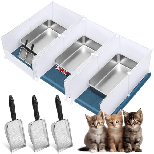 Tioncy 3 Sets große riesige Katzentoilette aus Edelstahl mit 3 Metall-Katzentoiletten, 3 Katzentoiletten, 18 Spritzschutz, hohe Seiten-Geruchskontrolle, Katzentoilette für Kätzchen, Hunde, Haustiere, Tioncy 3 Sets große riesige Katzentoilette aus Edelstahl mit 3 Metall-Katzentoiletten, 3 Katzentoiletten, 18 Spritzschutz, hohe Seiten-Geruchskontrolle, Katzentoilette für Kätzchen, Hunde, Haustiere, von Tioncy