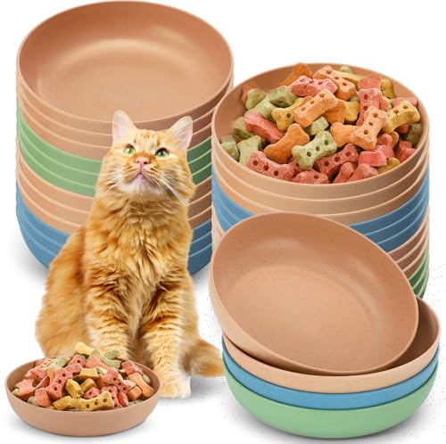 Tioncy Futternapf für Katzen, flach, breiter und kleiner Teller, breiter, streunender Nass-Futternapf für Frettchen, kurzbeiniges Kätzchen, 14 cm, Weizenstroh, 3 Farben, 24 Stück Tioncy Futternapf für Katzen, flach, breiter und kleiner Teller, breiter, streunender Nass-Futternapf für Frettchen, kurzbeiniges Kätzchen, 14 cm, Weizenstroh, 3 Farben, 24 Stück von Tioncy