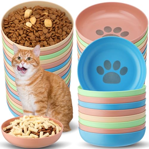 Tioncy Futternapf für Katzen, flach, breiter und kleiner Teller, breiter und kleiner Teller, für Frettchen, kurzbeinige Kätzchen, 14 cm, Weizenstroh, vierfarbig, niedlich, 24 Stück Tioncy Futternapf für Katzen, flach, breiter und kleiner Teller, breiter und kleiner Teller, für Frettchen, kurzbeinige Kätzchen, 14 cm, Weizenstroh, vierfarbig, niedlich, 24 Stück von Tioncy
