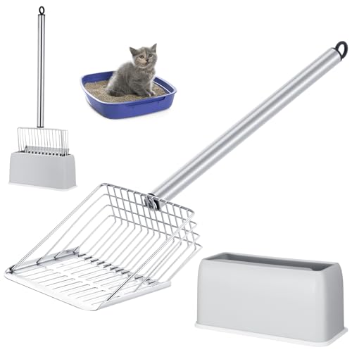 Tioncy Metall-Katzentoilettenschaufel mit Halter, 44,1 cm langer Griff, Katzenschaufel für Katzentoilette, tiefe Katzentoilette, schneller Sieb, Schaufel, Edelstahl, Katzenstreu, Siebschaufel, Tioncy Metall-Katzentoilettenschaufel mit Halter, 44,1 cm langer Griff, Katzenschaufel für Katzentoilette, tiefe Katzentoilette, schneller Sieb, Schaufel, Edelstahl, Katzenstreu, Siebschaufel, von Tioncy