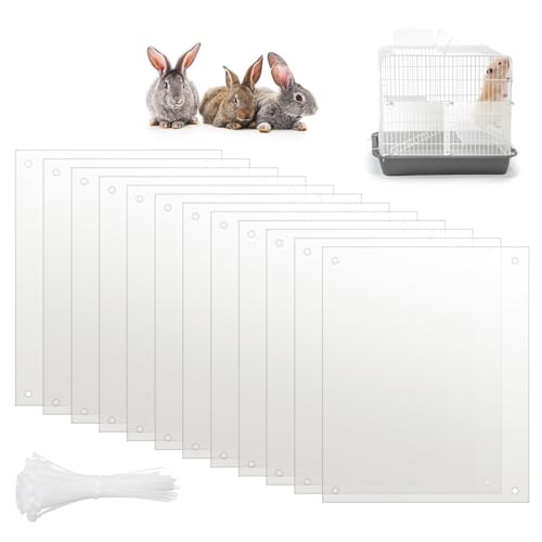 Haustierkäfig-Zaunschutz, 12 Stück, transparente Käfigkante, Kunststoffplatten, Haustiergehege, Seitenwand für Meerschweinchen, Hamster, verhindert, dass Streu aus dem Käfig kommt, hält den Boden von TiooDre