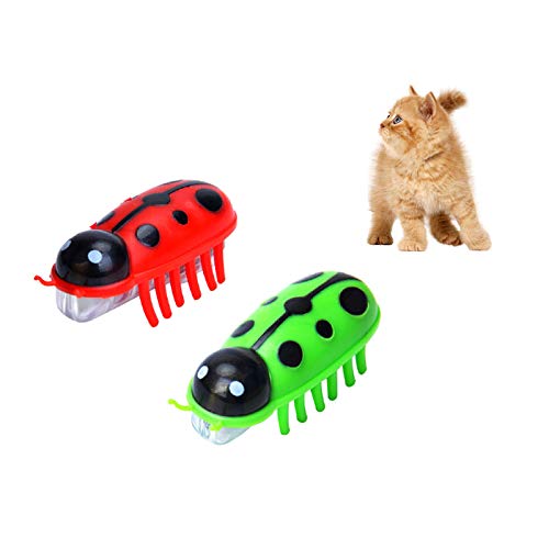 Katzenspielzeug, 2 Stück Kätzchen-Spielzeug, Mini-Roboterkäfer-Katzenspielzeug mit Kunststoff-Körper, interaktives Katzenspielzeug für Indoor-Katzen, lebensechtes Kätzchen-Spielzeug für Katzen, zum von TiooDre