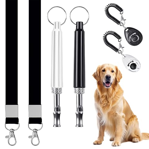 TirEurt 4 Stück Hundepfeife Set mit 2 Premium Finger Clickern – Hundetraining Pfeife und Clicker für effektives Training von Hunden, Schwarz Weiß Katzen und Pferden TirEurt 4 Stück Hundepfeife Set mit 2 Premium Finger Clickern – Hundetraining Pfeife und Clicker für effektives Training von Hunden, Schwarz Weiß Katzen und Pferden von TirEurt