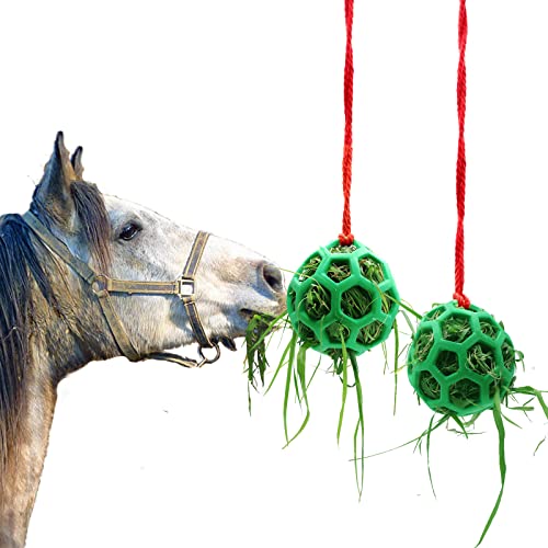 2 Stück Pferde-Leckerli-Ball Heu-Futterspender-Spielzeug-Ball zum Aufhängen, Futterspielzeug für Pferd, Ziege, Schaf, Stressabbau, Pferdestall, Paddock-Rest von Tirifer