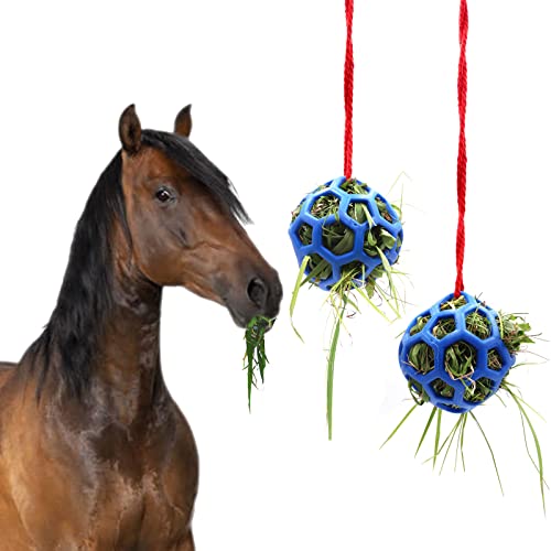 2 Stück Pferde-Leckerli-Ball Heu-Futterspender-Spielzeug-Ball zum Aufhängen, Futterspielzeug für Pferd, Ziege, Schaf, Stressabbau, Pferdestall, Paddock-Rest von Tirifer