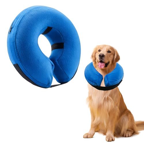 Aufblasbares Hundehalsband, schützendes aufblasbares Halsband mit Schnellverschluss, verstellbare Passform, Haustierschutzabdeckung, Erholungshalsband, weich für nach Operationen, schützt vor Stichen, von Tiryns