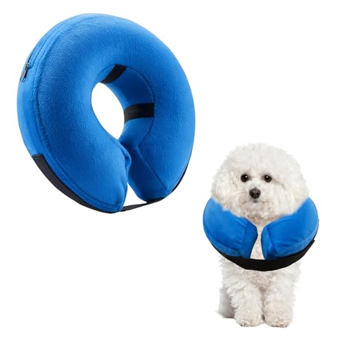 Aufblasbares Hundehalsband, schützendes aufblasbares Halsband mit Schnellverschluss und verstellbarer Passform, aufblasbare Genesungshalsbänder, weich, bequem, waschbar, für nach Operationen, schützt von Tiryns