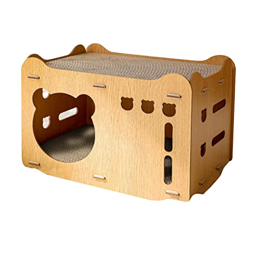 Cat Cardboard House mit 2 Stück Kratzern und Doppelten Schichten Stapelbarer Kratzer Versteck für Kratzer Cat Cardboard für Innenkätzchen Kratzerplattenpolster (Cathead -Öffnung) von Tissting