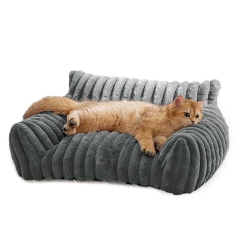 Katzen Couch Bett süßes Haustierbett für kleine mittelgroße und große Katzen und Hunde Flauschiges Sofa für Haustiere im Innenbereich mit Nicht Schlupfboden und waschbarer (S) von Tissting