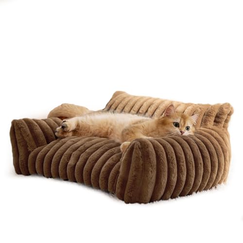 Katzen Couch Bett süßes Haustierbett für kleine mittelgroße und große Katzen und Hunde Flauschiges Sofa für Haustiere im Innenbereich mit Nicht Schlupfboden und waschbarer (S) von Tissting