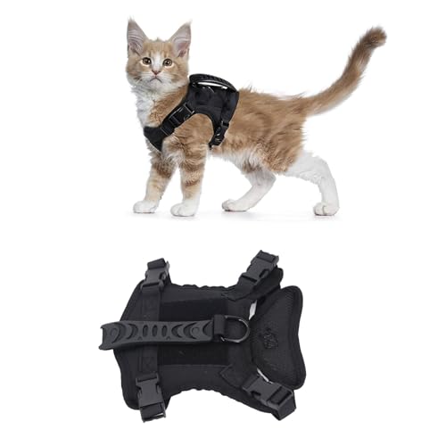 Katzenkabelbaum, Taktischer Katzenwestekabelbaum Verstellbarer atmungsaktives große Hunde Weste Gurt für Gehen, Schwarzes Polyester Flucht Proof Design leicht zu kontrollieren von Tissting