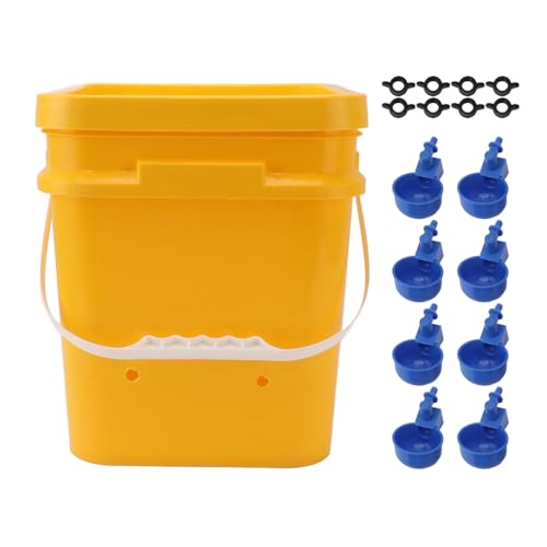 Küken Futterspender Automatischer Hühner Tränkebecher mit 12 Liter Handfass, Geflügeltränke Set für Gänse Enten(New Blue Bird Bowl) von Tissting