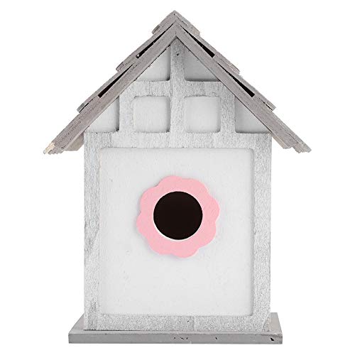 Tissting Rosa Vogelhaus aus Holz DIY Holz Vogelhäuser mit Kleinem Ständer Vogelhäuschen für Draußen Geeignet für Kleine Vögel, Schwalben, Papageien(19x16x12cm/7.5x6.3x4.7in) von Tissting