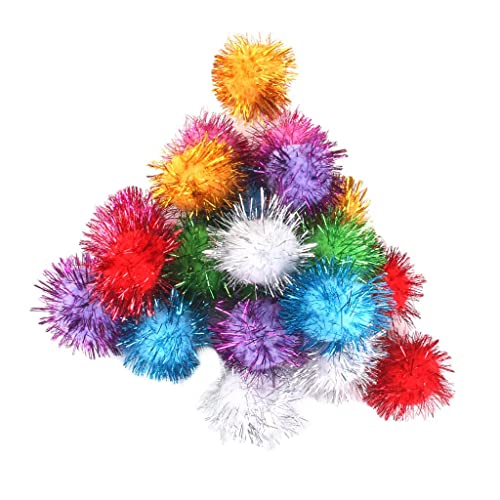 Tiuimk Bunte Pompon-Bälle – Packung mit 21 gemischten Farben, 3,5 cm – Filz und Polystyrol – interaktives Katzenspielzeug von Tiuimk