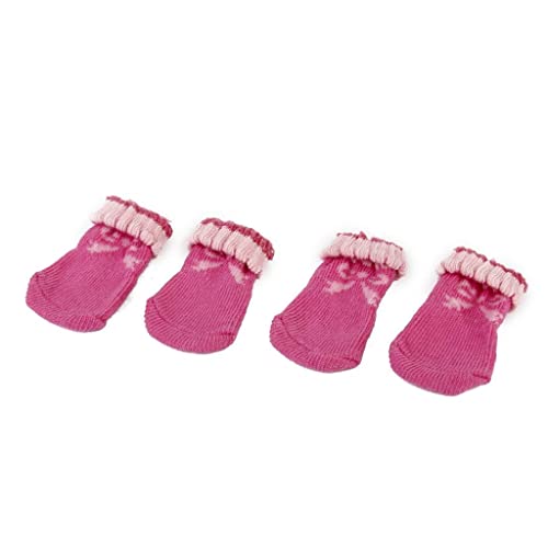 Tiuimk Classic Style Pink Bowknot Dog Socks S - Anti Rutsch Pfotenschutz und Wärme von Tiuimk