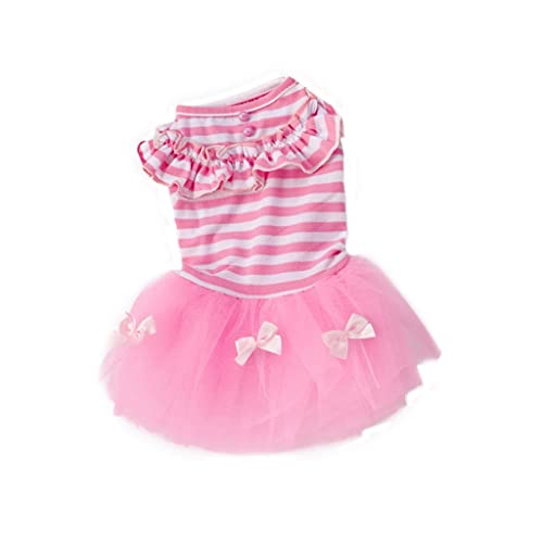 Tiuimk Haustier gestreiftes Prinzessin Kleid - Rosa (Größe S) von Tiuimk