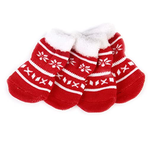 Tiuimk L Weihnachtssocken für Hunde, Schneeflocke, rutschfest, warm und schützend, Pfotenabnutzung Tiuimk L Weihnachtssocken für Hunde, Schneeflocke, rutschfest, warm und schützend, Pfotenabnutzung von Tiuimk