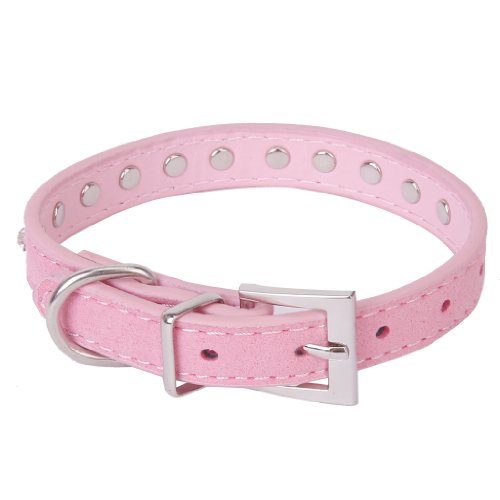 Tiuimk Rosa XS Kristall Diamant Samt Haustier Halsband - Verstellbare, Sichere Schnalle, Modische Strass Dekoration von Tiuimk