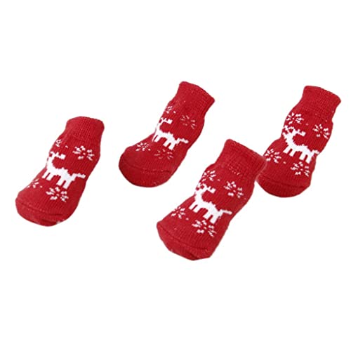 Tiuimk Weihnachtssocken mit Hirschmotiv, Größe S, rutschfest, warm und schützend, Hundepfotensocken von Tiuimk