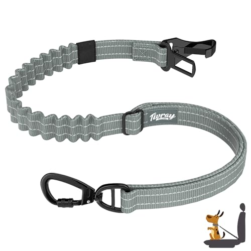 Tivray Anschnallgurt Hund Auto, Bungee Hund Auto Sicherheitsgurt, Auto Sicherheitsleine mit Schnalle und Clip Haken, Einstellbar Reflex Geschirr Tether, 360° Swivel Karabiner, Grau Tivray Anschnallgurt Hund Auto, Bungee Hund Auto Sicherheitsgurt, Auto Sicherheitsleine mit Schnalle und Clip Haken, Einstellbar Reflex Geschirr Tether, 360° Swivel Karabiner, Grau von Tivray