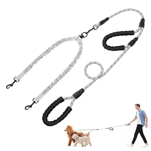 Tivray Doppelleine für Hunde, 360° Drehbar & Verhedderfrei, Bungee-Leine für 2 Mittelgroße oder Große Hunde, Stoßdämpfend, mit Gepolsterten Griffen für Spaziergänge, Joggen & Wandern, Grau Tivray Doppelleine für Hunde, 360° Drehbar & Verhedderfrei, Bungee-Leine für 2 Mittelgroße oder Große Hunde, Stoßdämpfend, mit Gepolsterten Griffen für Spaziergänge, Joggen & Wandern, Grau von Tivray