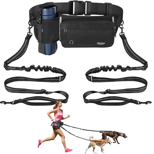 Tivray Hände Frei Hundeleine 2 Hunde, Einstellbare Taille Leine für Hund Spazieren mit Dual Bungees Gepolsterten Griff, Stoßdämpfende Hände Frei Leine Kleine Mittelgroße Hunde Outdoor, Schwarz Tivray Hände Frei Hundeleine 2 Hunde, Einstellbare Taille Leine für Hund Spazieren mit Dual Bungees Gepolsterten Griff, Stoßdämpfende Hände Frei Leine Kleine Mittelgroße Hunde Outdoor, Schwarz von Tivray