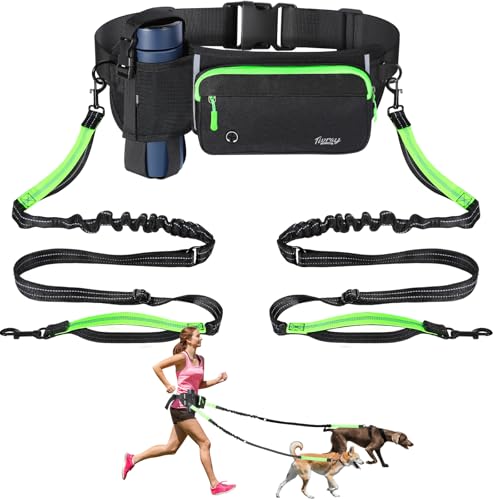 Tivray Hände Frei Hundeleine 2 Hunde, Einstellbare Taille Leine für Hund Spazieren mit Dual Bungees Gepolsterten Griff, Stoßdämpfende Hände Frei Leine Kleine Mittelgroße Hunde Outdoor, Schwarz + Grün Tivray Hände Frei Hundeleine 2 Hunde, Einstellbare Taille Leine für Hund Spazieren mit Dual Bungees Gepolsterten Griff, Stoßdämpfende Hände Frei Leine Kleine Mittelgroße Hunde Outdoor, Schwarz + Grün von Tivray