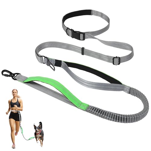 Tivray Hände frei Hundeleine, 8,2 FT Taille Leine für Walking, Jogging, Wandern, verstellbare Crossbody Belt mit doppelt gepolsterten Griffen, Bungee Auto Seatbelt Design, Grau + Grün Tivray Hände frei Hundeleine, 8,2 FT Taille Leine für Walking, Jogging, Wandern, verstellbare Crossbody Belt mit doppelt gepolsterten Griffen, Bungee Auto Seatbelt Design, Grau + Grün von Tivray