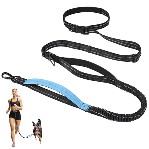Tivray Hände frei Hundeleine, 8,2 FT Taille Leine für Walking, Jogging, Wandern, verstellbare Crossbody Belt mit doppelt gepolsterten Griffen, Bungee Auto Seatbelt Design, Schwarz & Blau Tivray Hände frei Hundeleine, 8,2 FT Taille Leine für Walking, Jogging, Wandern, verstellbare Crossbody Belt mit doppelt gepolsterten Griffen, Bungee Auto Seatbelt Design, Schwarz & Blau von Tivray