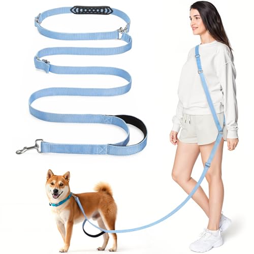 Tivray Hände Frei Hundeleine mit Schwamm Griff, 8,5ft Vielseitig Crossbody Taille Leine mit 3 Ringen für Welpen, Kleine&Mittlere Hunde, Einfach Einzustellen Hände Frei Leine für Laufen, Blau Tivray Hände Frei Hundeleine mit Schwamm Griff, 8,5ft Vielseitig Crossbody Taille Leine mit 3 Ringen für Welpen, Kleine&Mittlere Hunde, Einfach Einzustellen Hände Frei Leine für Laufen, Blau von Tivray