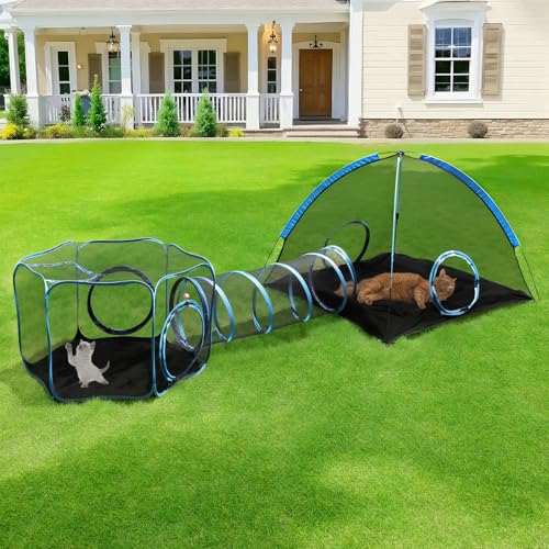 Tivray Outdoor Katzengehege, 3-in-1 Catio mit Tunnel für draußen und drinnen, Tragbares Katzenzelt mit Aufbewahrungstasche für Katzen und Kleintiere Tivray Outdoor Katzengehege, 3-in-1 Catio mit Tunnel für draußen und drinnen, Tragbares Katzenzelt mit Aufbewahrungstasche für Katzen und Kleintiere von Tivray