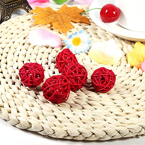 Tixiyu 5 Farben 20 Stück Dekorative Rattankugeln Hochzeit Ornamente Weihnachten Geburtstag Party Dekorationen (Rot) von Tixiyu